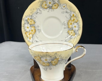 Vintage Aynsley Yellow Flower Pattern Bone China Teacup and Saucer
