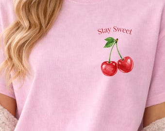 Camiseta de cereza, bonita camiseta de bebé Y2K, camiseta con estampado cottagecore, regalo kawaii para amantes de las frutas, Comfort Colors®1717