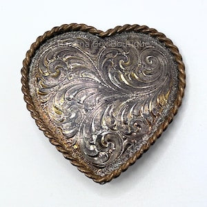 Vintage Triple Heart Sterling Silver Plate Montana Silversmiths Belt Buckle Vintage Triple Heart Sterling Silver Plate Montana  main image 2