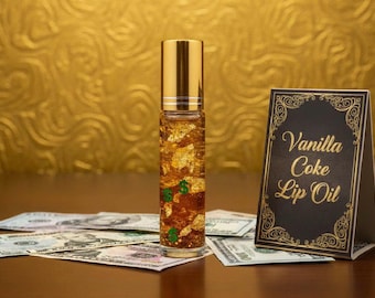 Vanilla Coke Lip Oil Roller: Vegan, Vitamin Enriched Gloss with Gold Flakes