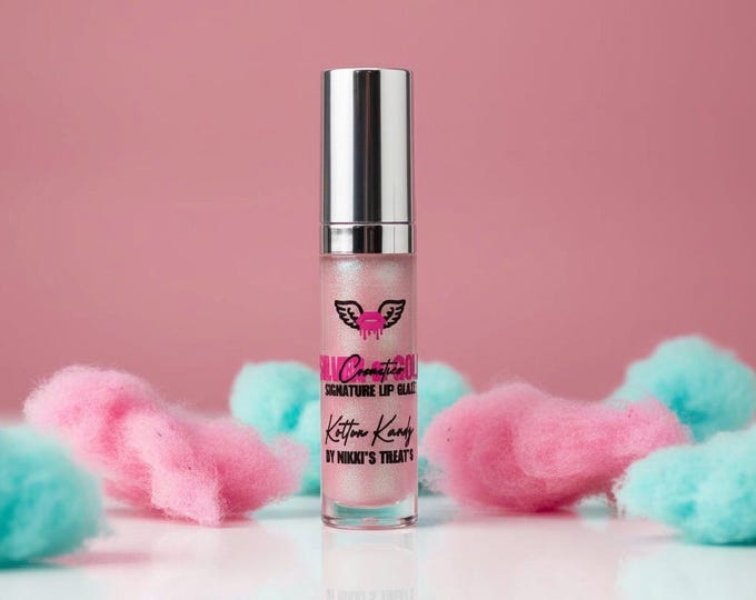Pink Lip Gloss Keychain Accessory Beauty Portable Travel Size Cotton Candy Flavored Formula Glossy Finish Shiny Lacquer Makeup Collection