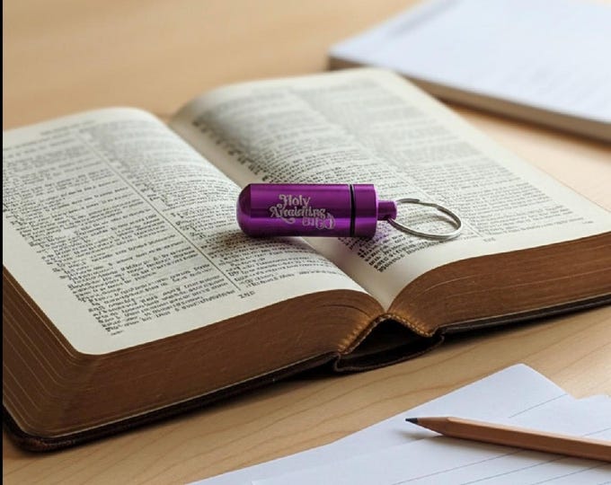 Holy Anointing Blessed Oil Keychain, Daily Prayer, Mustard Seed