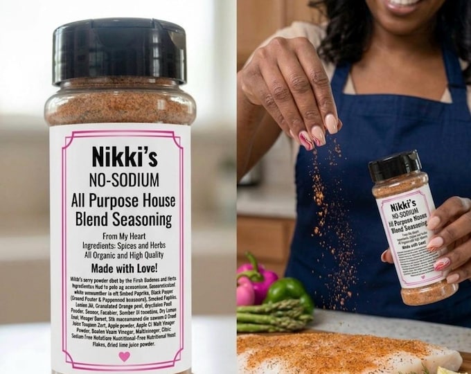 Nikki's No-Salt All-Purpose House Blend Seasoning | Gourmet • Sodium Free | Chicken, Fish, Steak, Veggies, & Popcorn • Premium 3.4oz Bottle