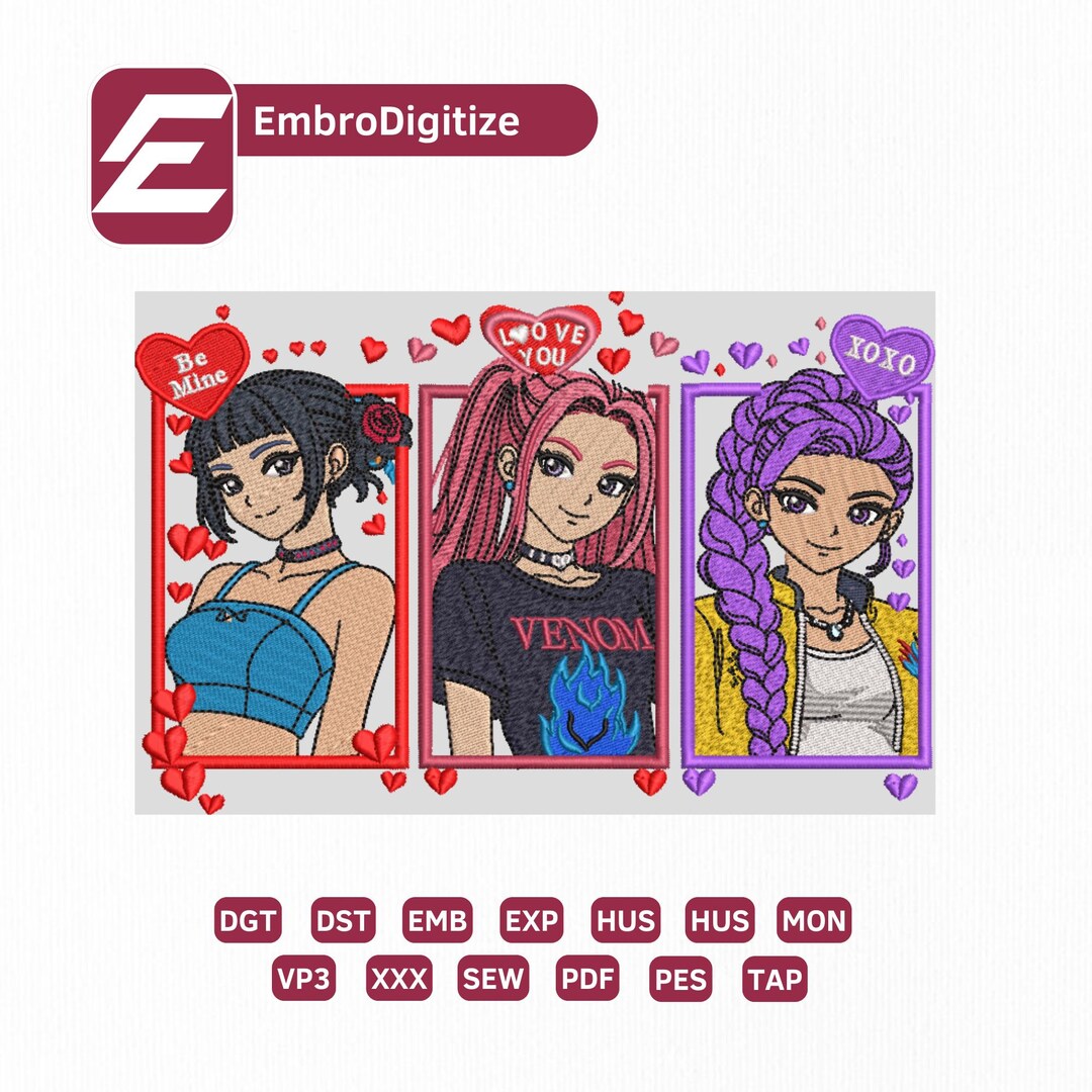 Huntrix Patch Buy Huntrix Anime Girl Valentine Embroidery Patch Set | Huntrix Y2K ...