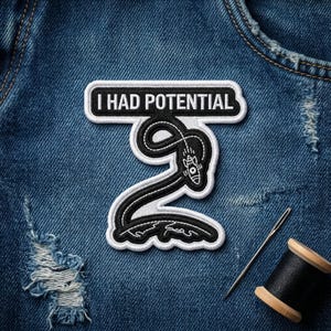 I Had Potential Funny Physics Science Patch, Nerdy Humorous Embroidered Iron-On Sew-On Badge, Geek Gift