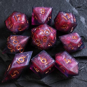 Red Dragon Fire DnD Dice Set | Resin D&D Dice Gifts for DM RPG | Dungeons and Dragons Accessories with Dice Box | D20 Polyhedral Dice Sets