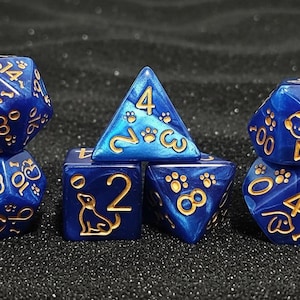 Cute Dog Paw DnD Dice Set | Dog Lover D&D Dice Gifts for DM RPG | Orange 7 Pcs Dungeons and Dragons Accessories | D20 Polyhedral Dice Sets