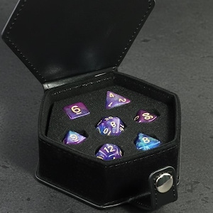 Black Leather Dnd Dice Box for 7 Pcs Dice Set | Dungeons and Dragons Accessories | Dice Box Gift for DM Players | TTRPG Dice Sets Showcase