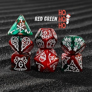 Kerstsneeuwvlok DnD-dobbelstenenset | Kerstman D&D Dice-cadeaus voor DM-RPG | 7-delige accessoires voor kerkers en draken | D20 polyedrische dobbelstenensets