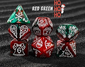 Christmas Snowflake DnD Dice Set | Santa Claus D&D Dice Gifts for DM RPG | 7 Pcs Dungeons and Dragons Accessories | D20 Polyhedral Dice Sets