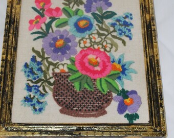 Embroidered picture with frame.