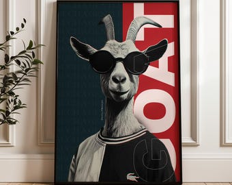 Goat Wall Art Printable – Cool Animal Poster, Modern Pop Art Goat, Digital Download Wall Decor