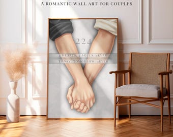 Paar Händchen haltend Leinwand Kunst | Heute Morgen für immer Liebe Print | Gerahmtes romantisches Geschenk