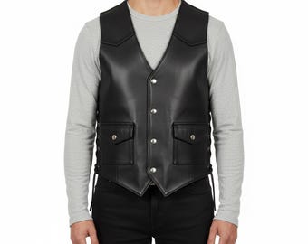 pebbled Cowhide Leather Motorcycle Vest, Rugged Biker Vest, Cowhide Leather Vest, Motorcycle Gear