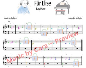 Para Elisa de Beethoven - Piano fácil / Partitura clásica / PDF