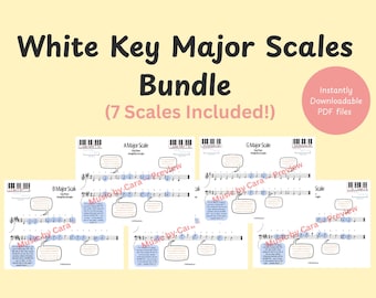 Witte toets majeurtoonladders | Easy Piano-bundel | Op personeel