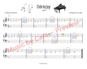 Ode to Joy - Beethoven | Level 1 | Easy Piano | Beginner Classical Sheet Music