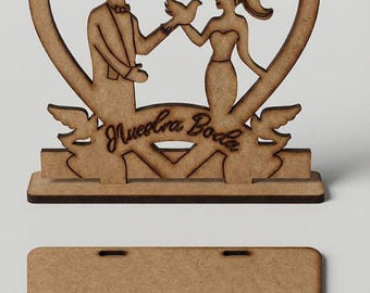 Lasergeschnittene Datei MDF Hochzeitsherz-Serviettenhalter