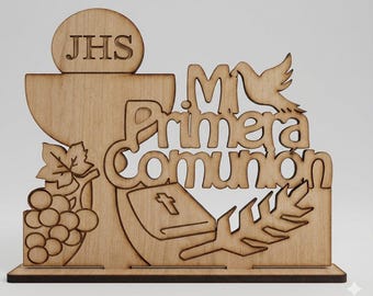 Lasergeschnittene MDF-Serviettenhalter-Datei Meine Erstkommunion