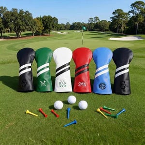 Personalisierte Golf Club Headcover, benutzerdefinierte Leder Golf Club Cover, Monogramm gesticktes Golf Geschenk für Männer, Geschenk für Golfer, Papa, Trainer