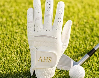 Custom Monogram Golf Glove Set,Breathable PU Leather Glove for Men & Women Gift