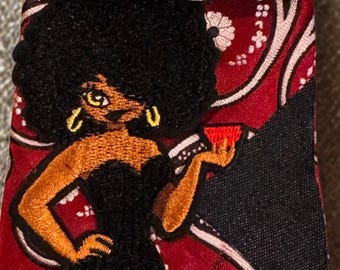 Corbata con diseño de arte africano / Corbata roja con estampado paisley y diseño de mujer negra