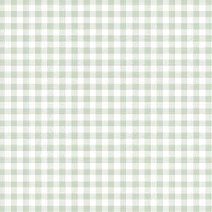 May include: A seamless pattern featuring a light green and white gingham design. The repeating pattern consists of evenly spaced squares, creating a classic and versatile textile design.
