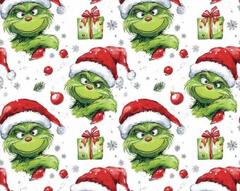 Christmas The Grinch Fabric Green Monster Fabric Cartoon Anime Fabric  Cotton Fabric By The Half Yard