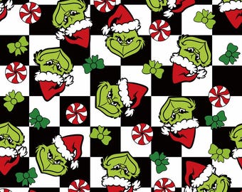 Christmas Grinch Fabric, The Grinch Cartoon Fabric, Grouchy Christmas Trees Fabric Cartoon Anime Fabric Cotton Fabric By The Half Yard
