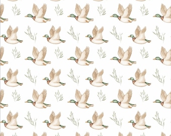 Mallard Duck Fabric Mallards Fabric Cute Ducks Fabric Cartoon Anime Fabric Cotton Fabric By The Half Yard