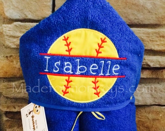 Kids Hooded Towels Softball