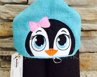 Girl Penguin Hooded Towel