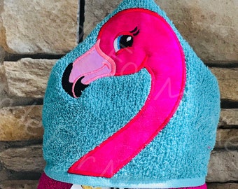 Personalized Flamingo Hooded Towel