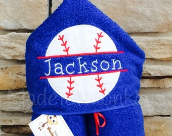 Personalized Baseball Hooded Towel