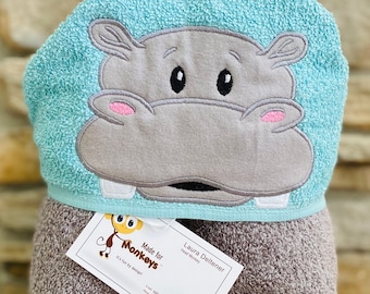 Personalized Hooded Towel, Hippo