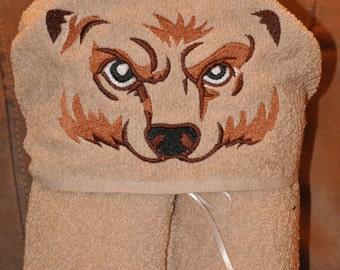 Grizzly Bear Hooded Towel