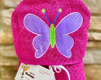 Personalized Kids Butterfly Hooded Towel