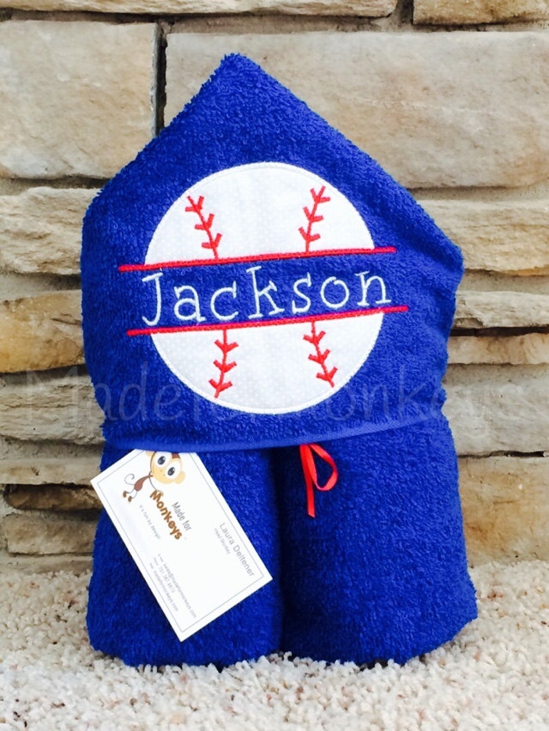 Personalized Baseball Hooded Towel image 1