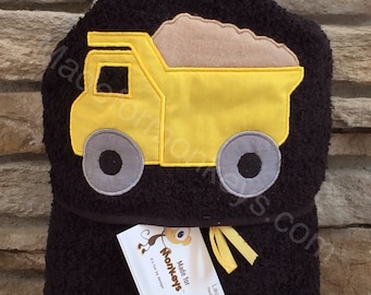 Kids Personalized Hooded Towels Dump Truck