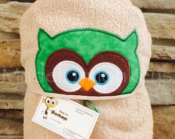 Personalized Hooded Towel Owl