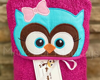 Personalized Hooded Towel Owl