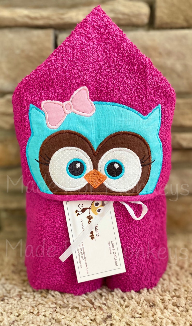 Personalized Hooded Towel Owl image 1