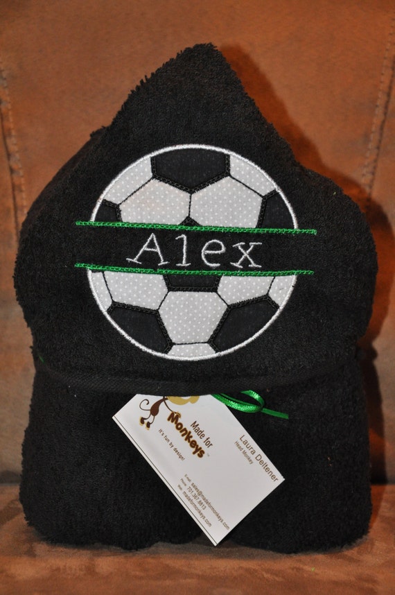 Personalized Soccer Hooded Towel Etsy