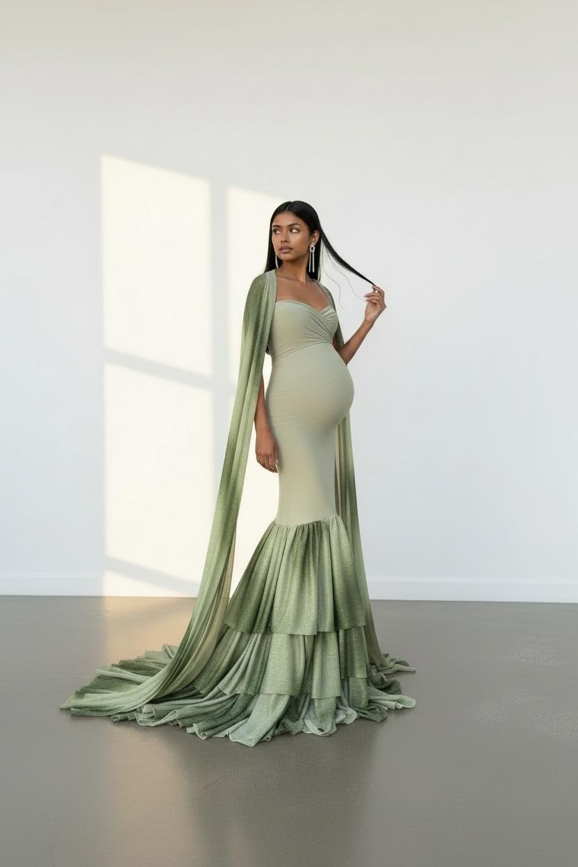 sage green maternity dress plus size Juliet Labor & Postpartum Gown in Sage-Limited Time Sage / Petite main image 0