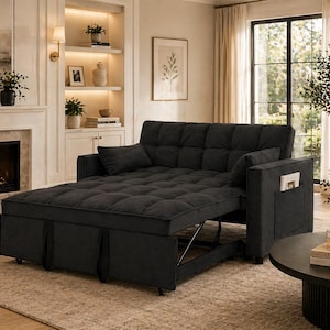 3 in 1 Convertible Sleeper Sofa Bed, Pull Out Loveseat Couch with Storage Pocket