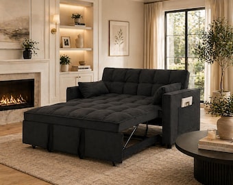 3 in 1 Convertible Sleeper Sofa Bed, Pull Out Loveseat Couch with Storage Pocket