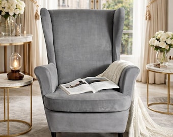 Poltrona Wingback Accent Chair – Poltrona imbottita con schienale alto per soggiorno, camera da letto e angolo lettura
