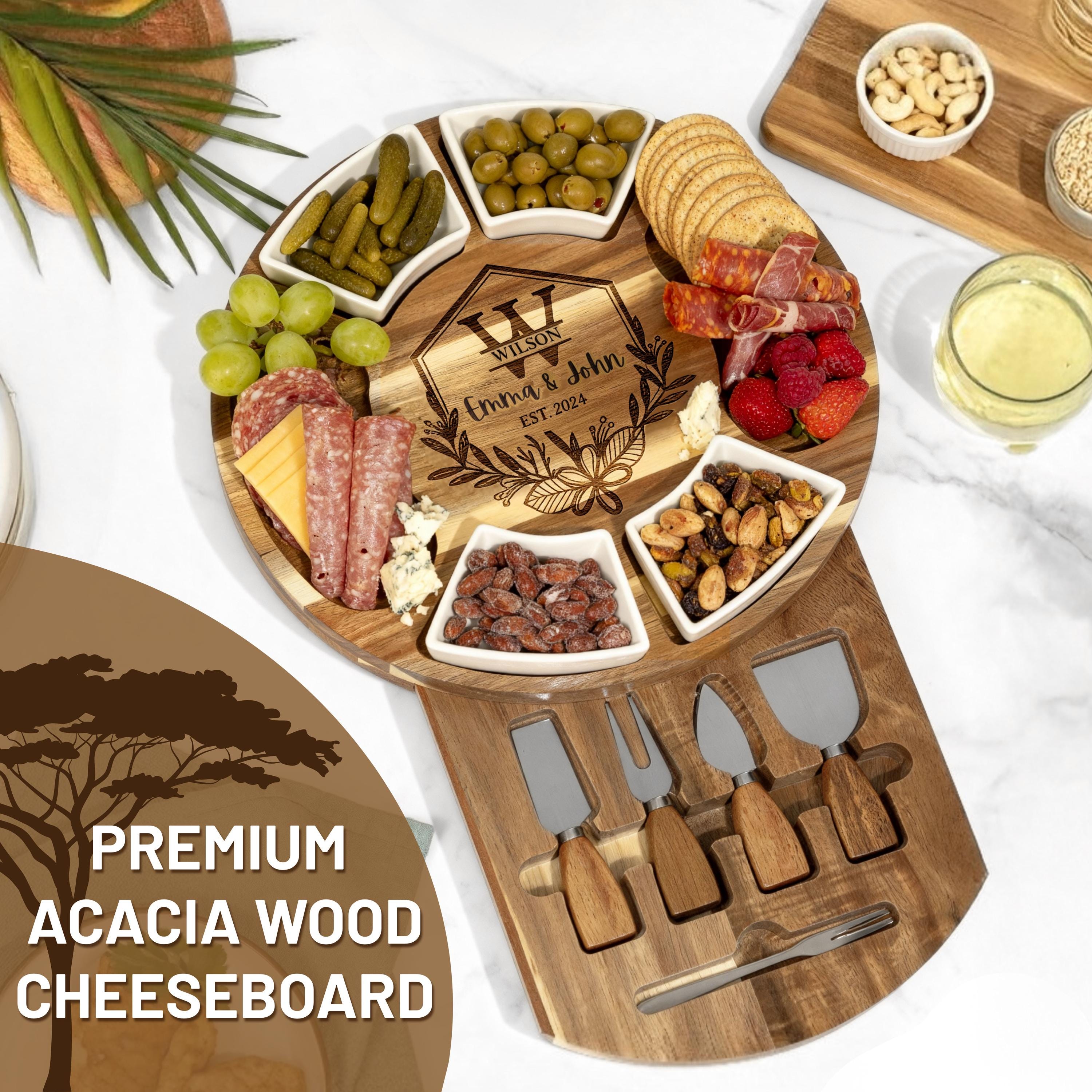 Personalized Acacia Wood Charcuterie Board Set,serving Platter ...