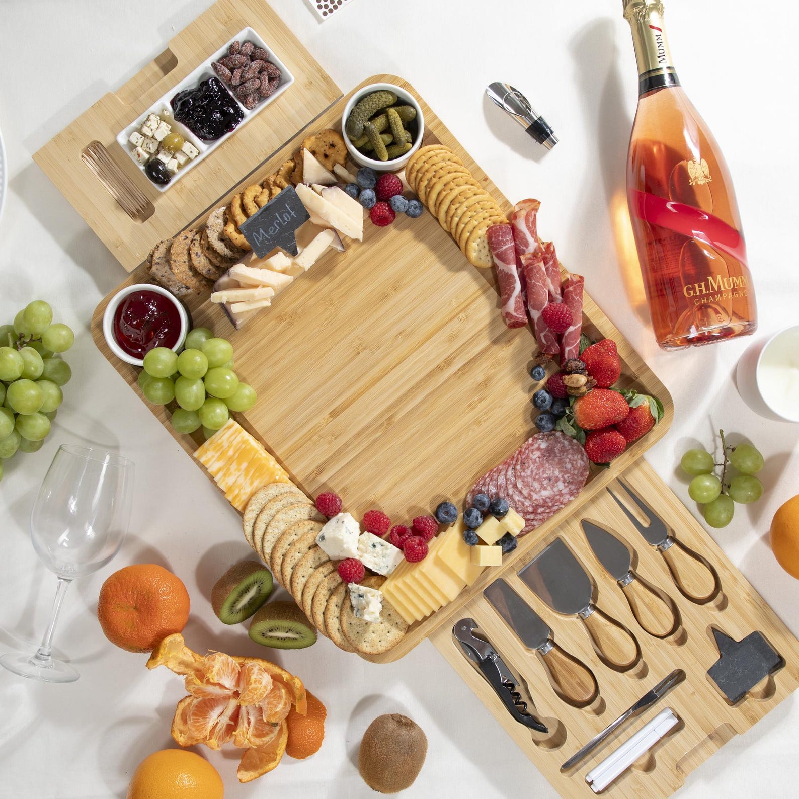 Personalized Bamboo Charcuterie Board Set, Engraved Cheese Board With ...