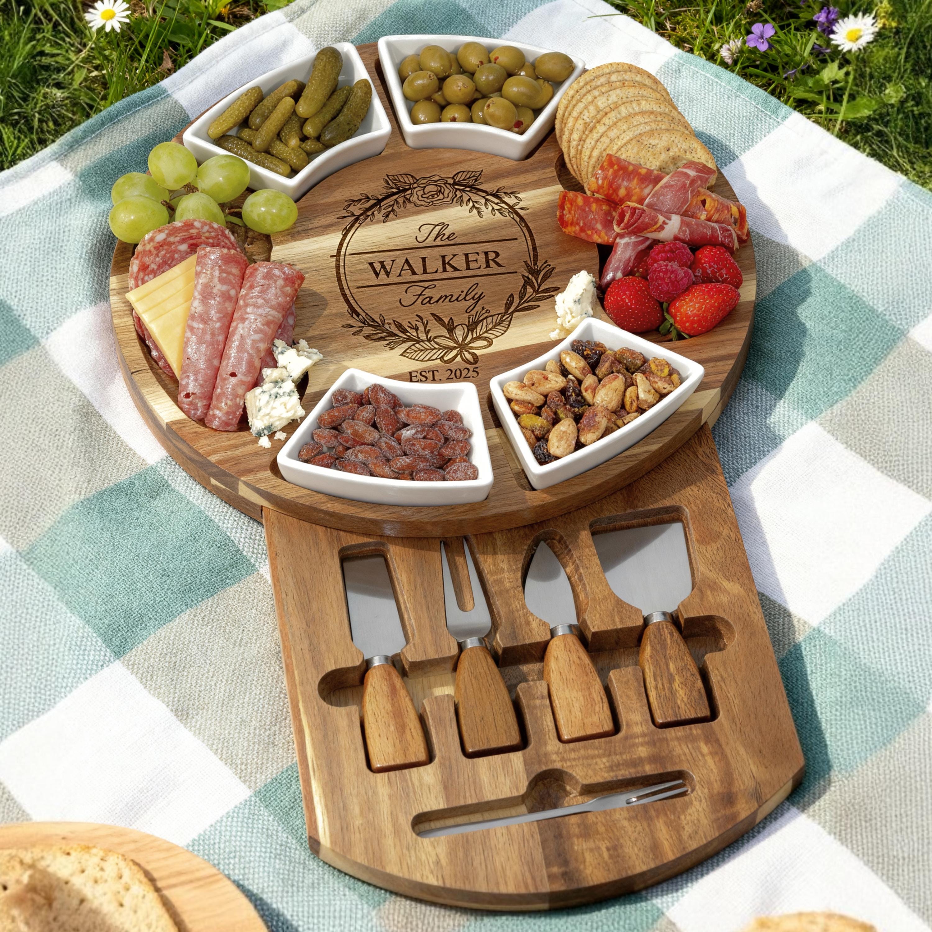 Personalized Acacia Wood Charcuterie Board Set,serving Platter ...